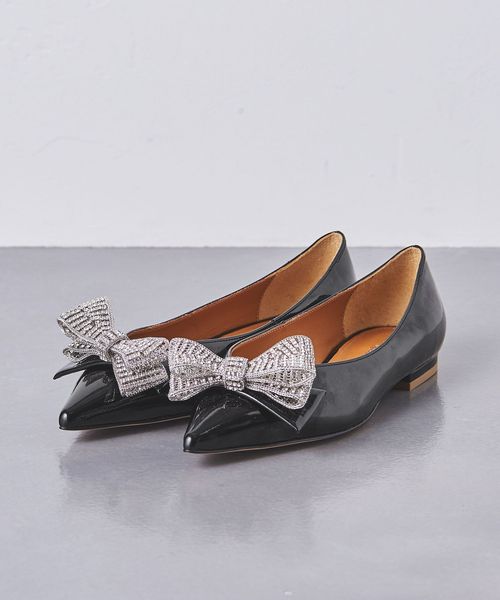 新品未使用 PIPPICHIC ANNA V リボン パテントパンプス ブラック 別注】＜PIPPICHIC＞ANNA V リボン パテント パンプス