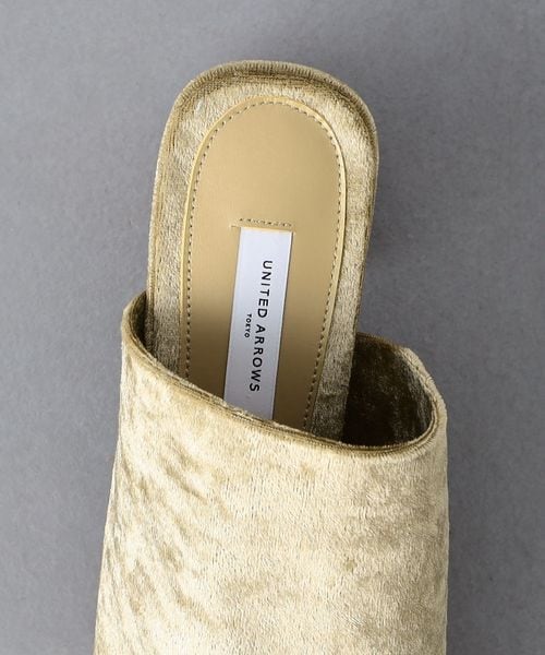 UNITED ARROWS ワイドスクエアトゥミュール ブラック ベルベット ワイドスクエアトゥ ミュール