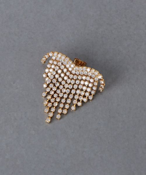 【AREA】ゴールド Crystal Heart Fringe ピアス AREA Gold Crystal Heart Fringe Earrings AREA