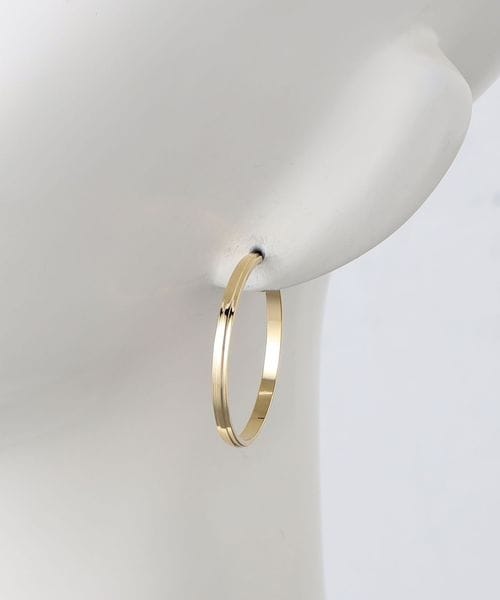 極美品 K10WG パイプフープピアス（BY UNITED ARROWS） BY K10 パイプフープピアス