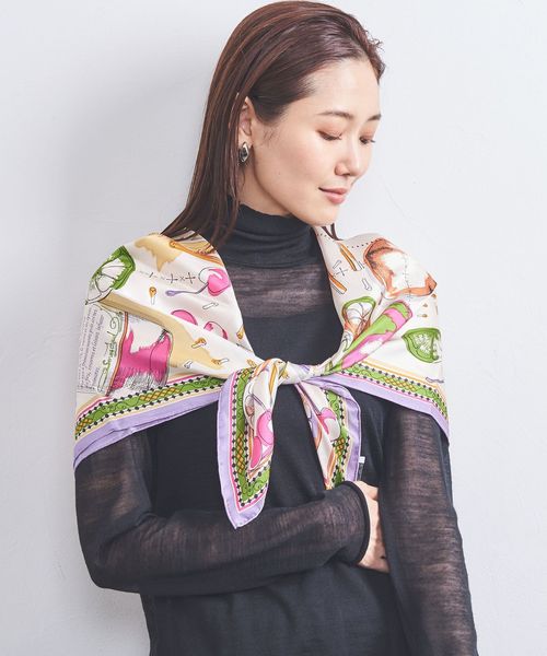 【e☆e】manipuri　ユナイテッドアローズ 別注 総柄 大判ストール UNITED ARROWS / ユナイテッドアローズ（条件：マニプリ、在庫