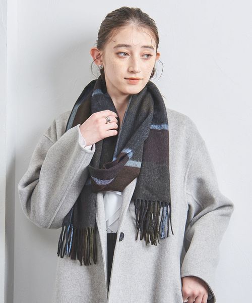 UNITED ARROWS カシミヤ マフラー グレー ブラック カシミヤ マフラー