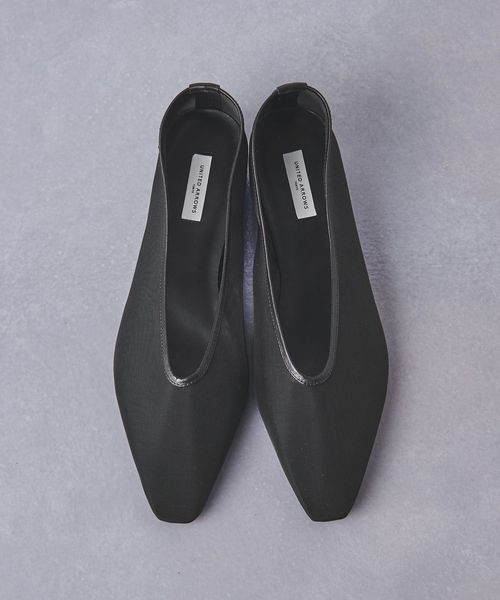 スクエア ポインテッド メッシュ フラットシューズ