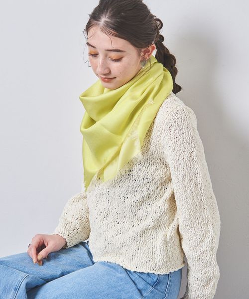 アソースメレ LI フリンジ ストール ユナイテッドアローズ 大判 イエロー アソースメレ LI フリンジ ストール ユナイテッドアローズ 大判