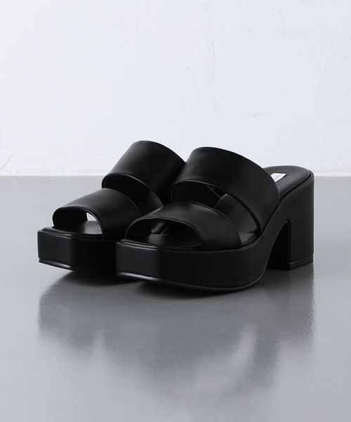 【★　様】UNITED ARROWS　2ベルトプラットミュール　ブラック　36 2ベルト プラットミュール