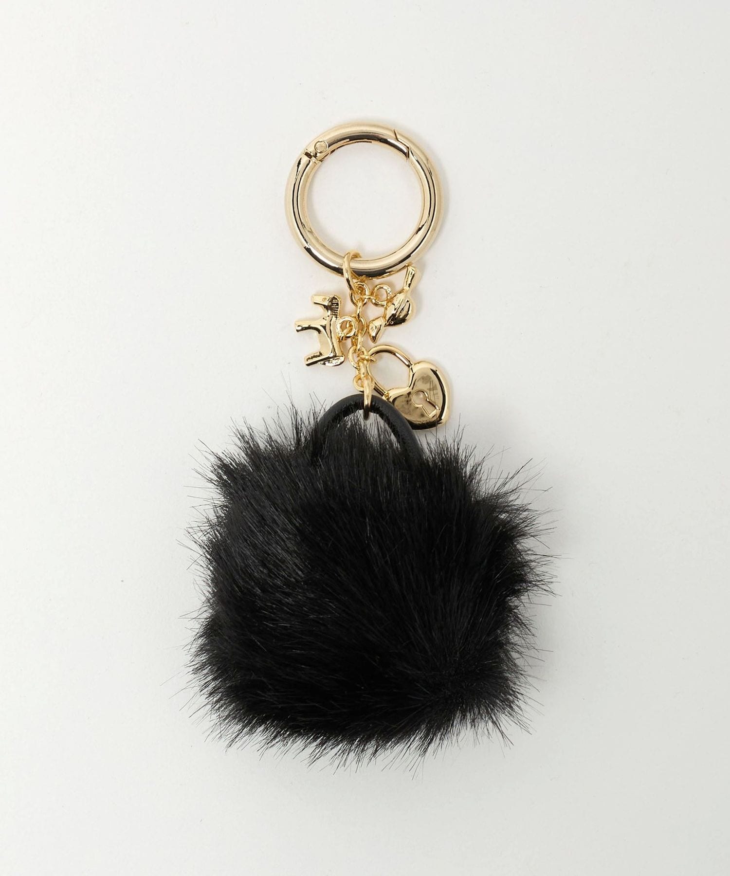 Demodee バッグチャーム ファー リボン デモデ グレー バッグアクセ 白 Demodee バッグチャーム ファー リボン デモデ グレー バッグ