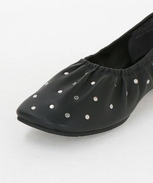UNITED ARROWS 新品未使用 ギャザーフラットシューズ 37 1/2 SHISEI＞ギャザー スタッズ フラットシューズ