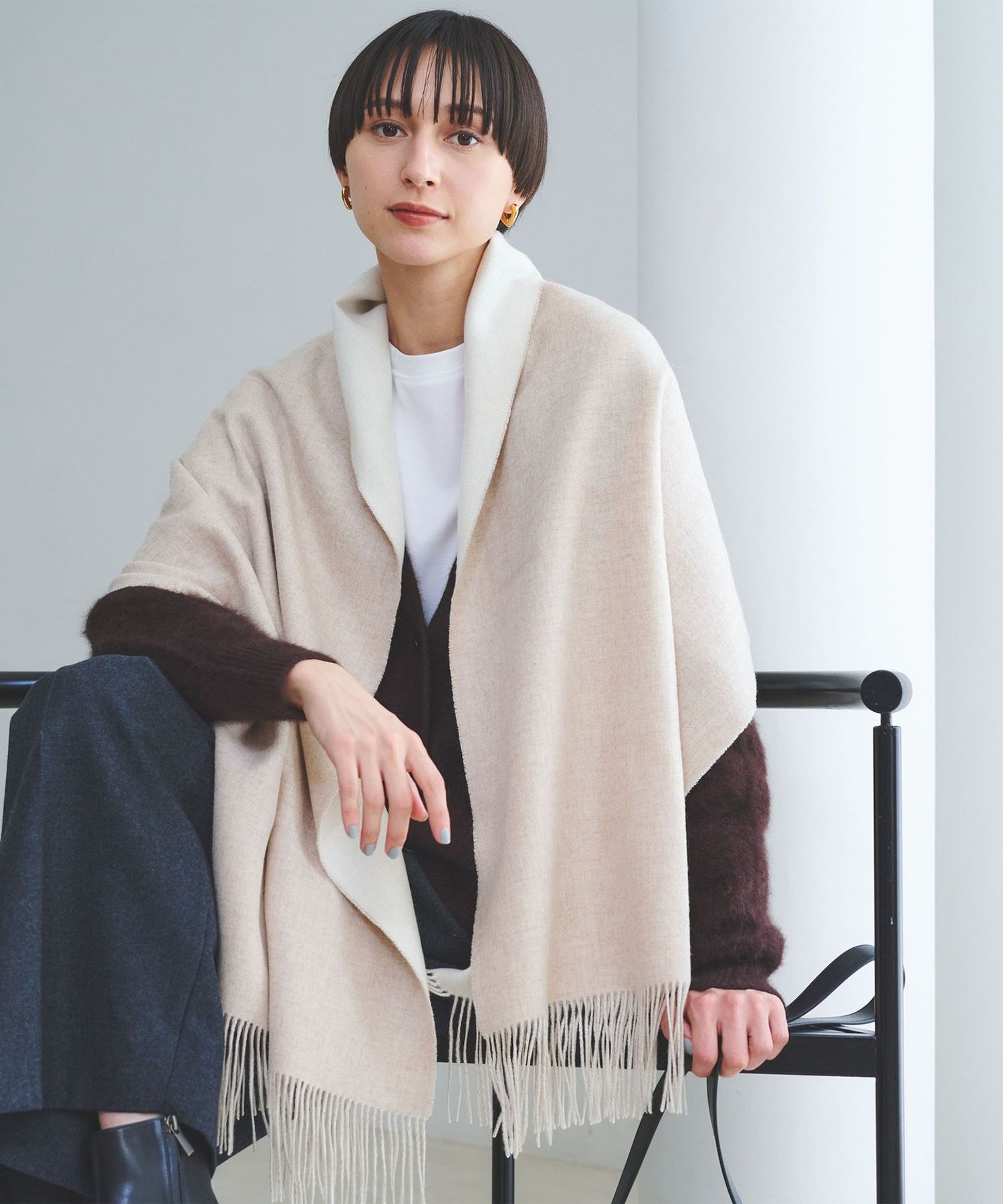 UNITED ARROWS カシミヤ100%ストール カシミヤ チェック ストール
