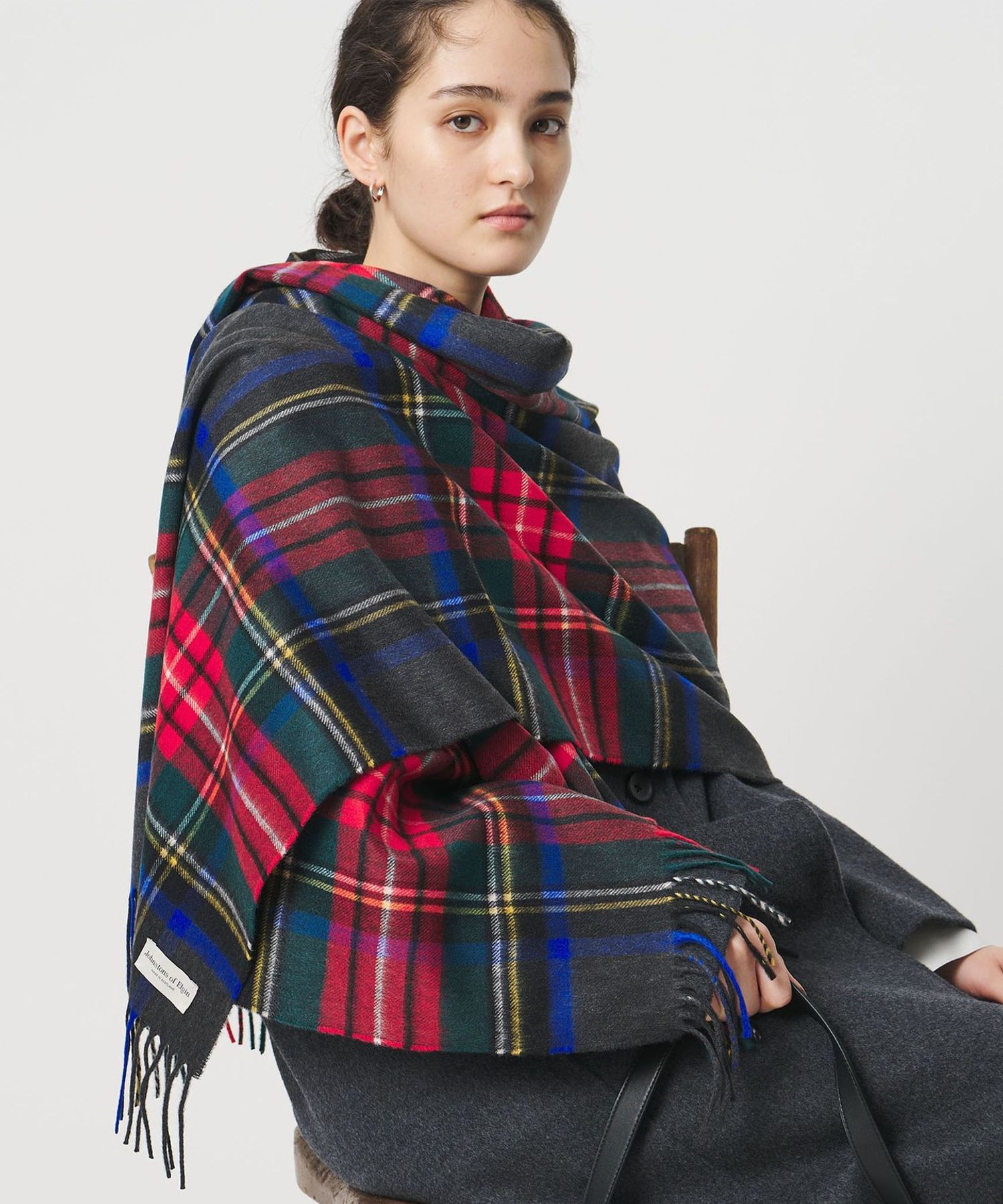 Johnstons of Elgin＞カシミヤ チェック 70 ストール