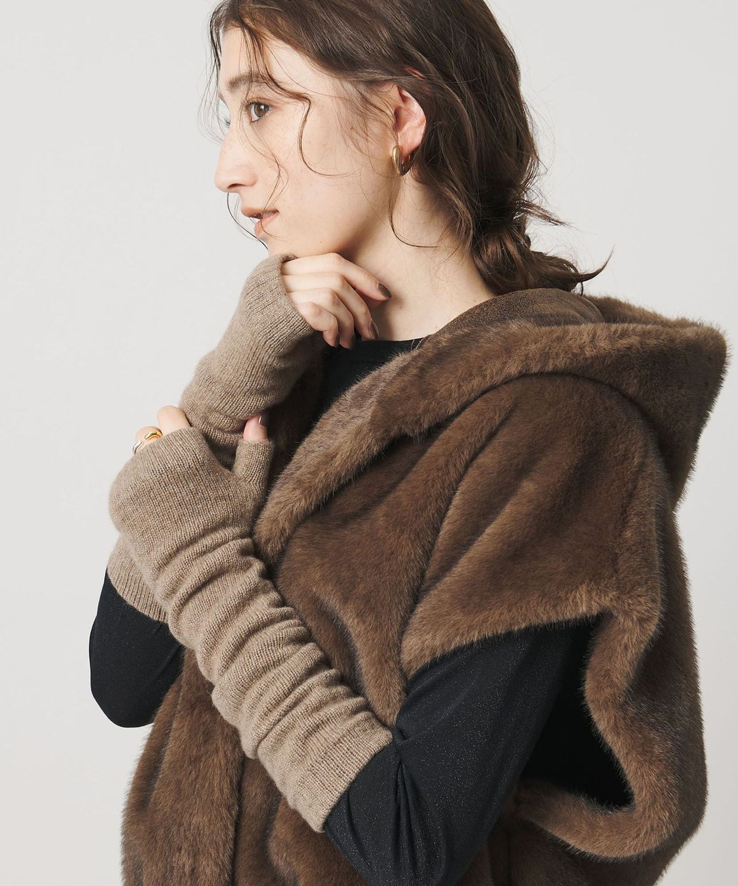 新品☆Johnstonsジョンストンズ フィンガーレスカシミヤロンググローブ 手袋 指なし ジョンストンズ カシミア フィンガーレスグローブ