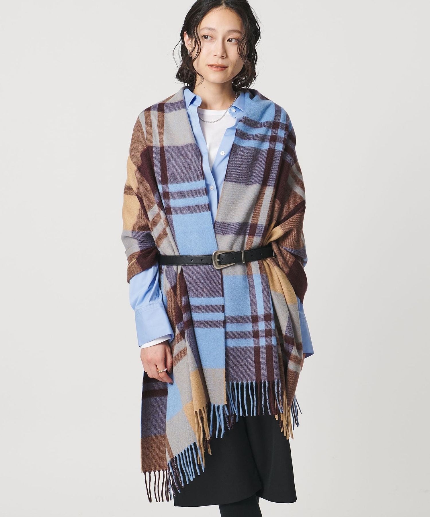 Joshua Ellis カシミヤ チェックストール ユナイテッドアローズ Joshua Ellis＞カシミヤ チェック ストール