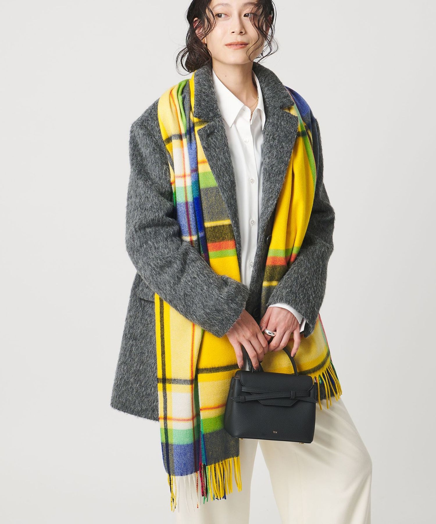 Joshua Ellis カシミヤ チェックストール ユナイテッドアローズ Joshua Ellis＞カシミヤ チェック ストール（ストール/ショール