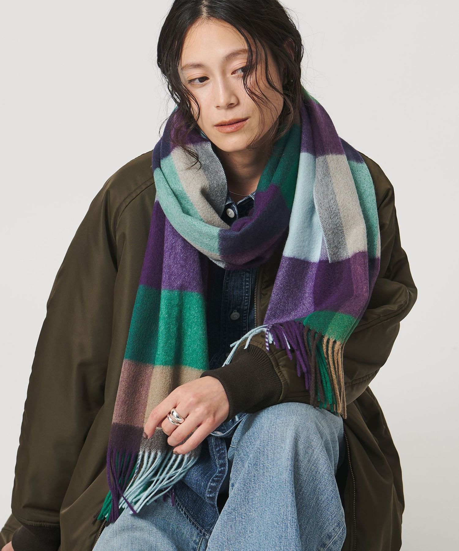 別注】＜elegancese＞カシミヤ チェック ストール