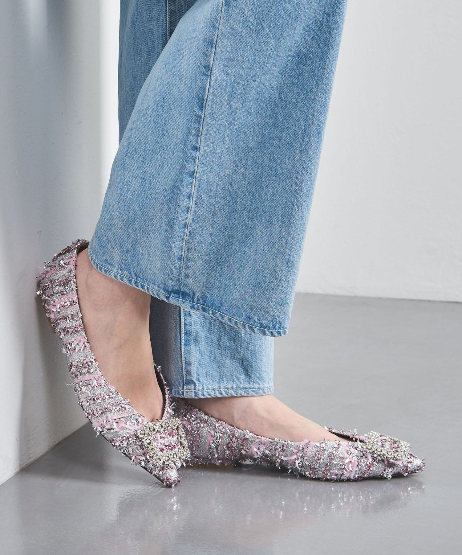 靴 PIPPICHIC Anna V Flat Shose PIPPICHIC ballet shoes ANNA V JEWELRY tweed flat pumps 37.5