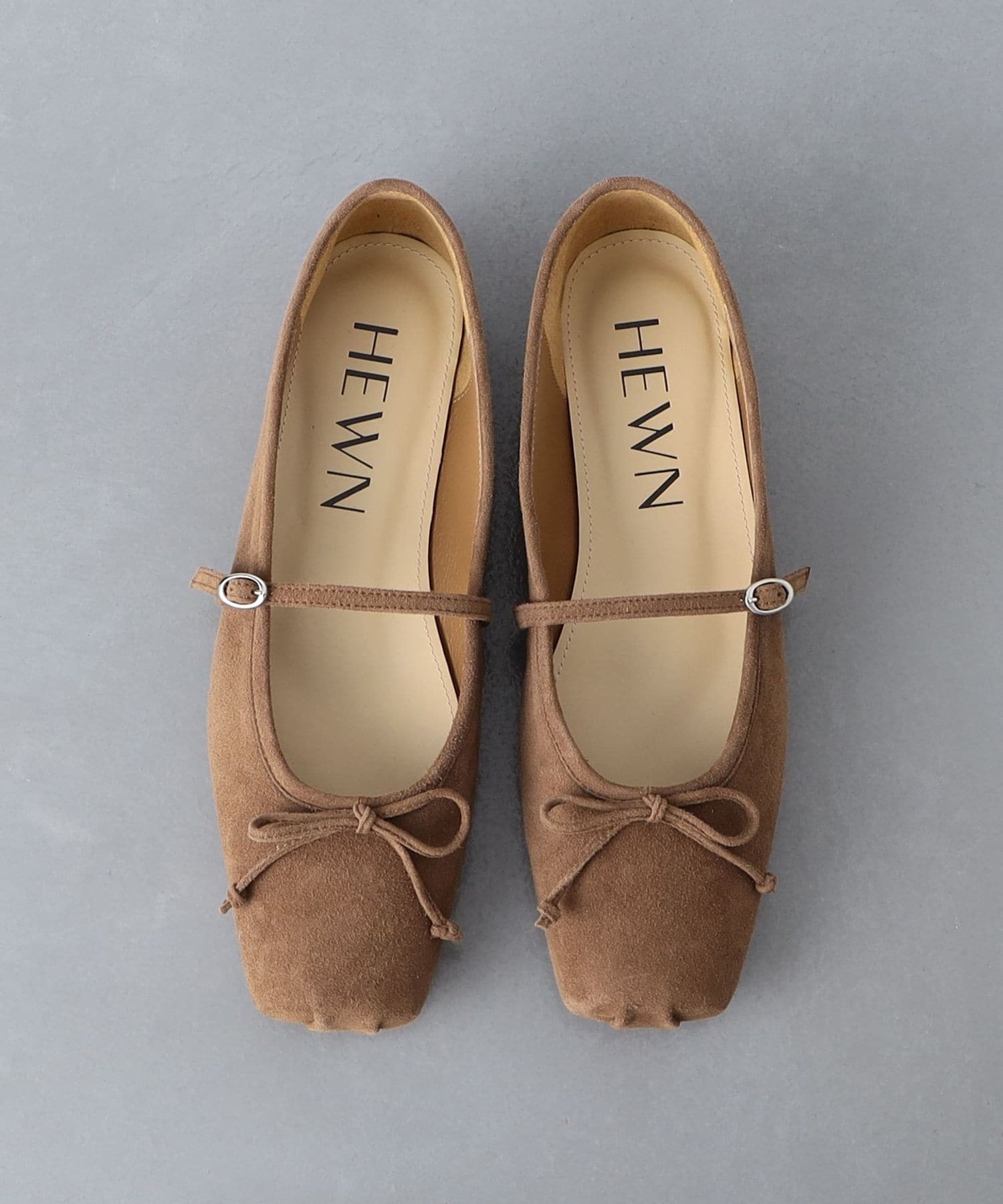 値下げ★【新品未使用】HEWN フラットバレエシューズ サイズ38 ブラウン HEWN＞SQ FLT バレエシューズ