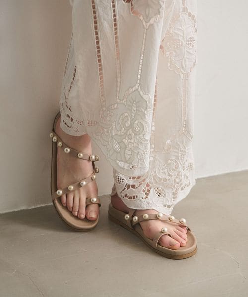 UNITED ARROWS/イミテーションパール トングサンダル/サンダル