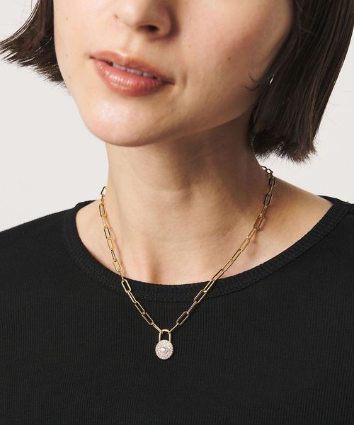 UNITED ARROWS/ラウンド ロック パヴェ チェーン ネックレス/ネックレス