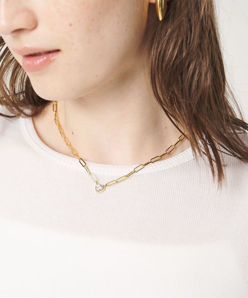 UNITED ARROWS/ハート  ビジュー チェーン ネックレス/ネックレス