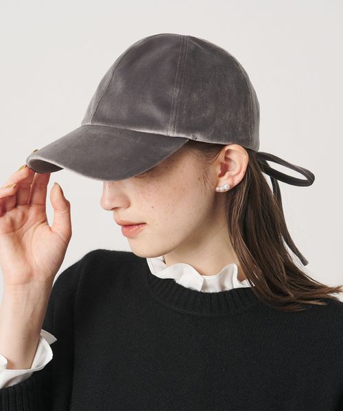 UNITED ARROWS/ベロア バックリボン キャップ/キャップ