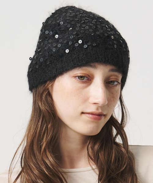 UNITED ARROWS/モヘヤ/ウール SEQUINS ビーニー/ニットキャップ