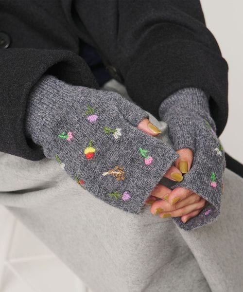 UNITED ARROWS/フラワーエンブロイダリー フィンガーレス グローブ/グローブ / 手袋