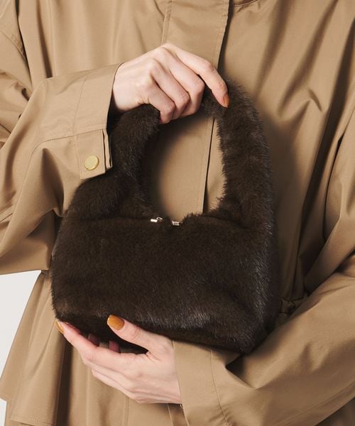 UNITED ARROWS/フェイクファー キューブ ワンハンドルバッグ/ハンドバッグ / クラッチバッグ