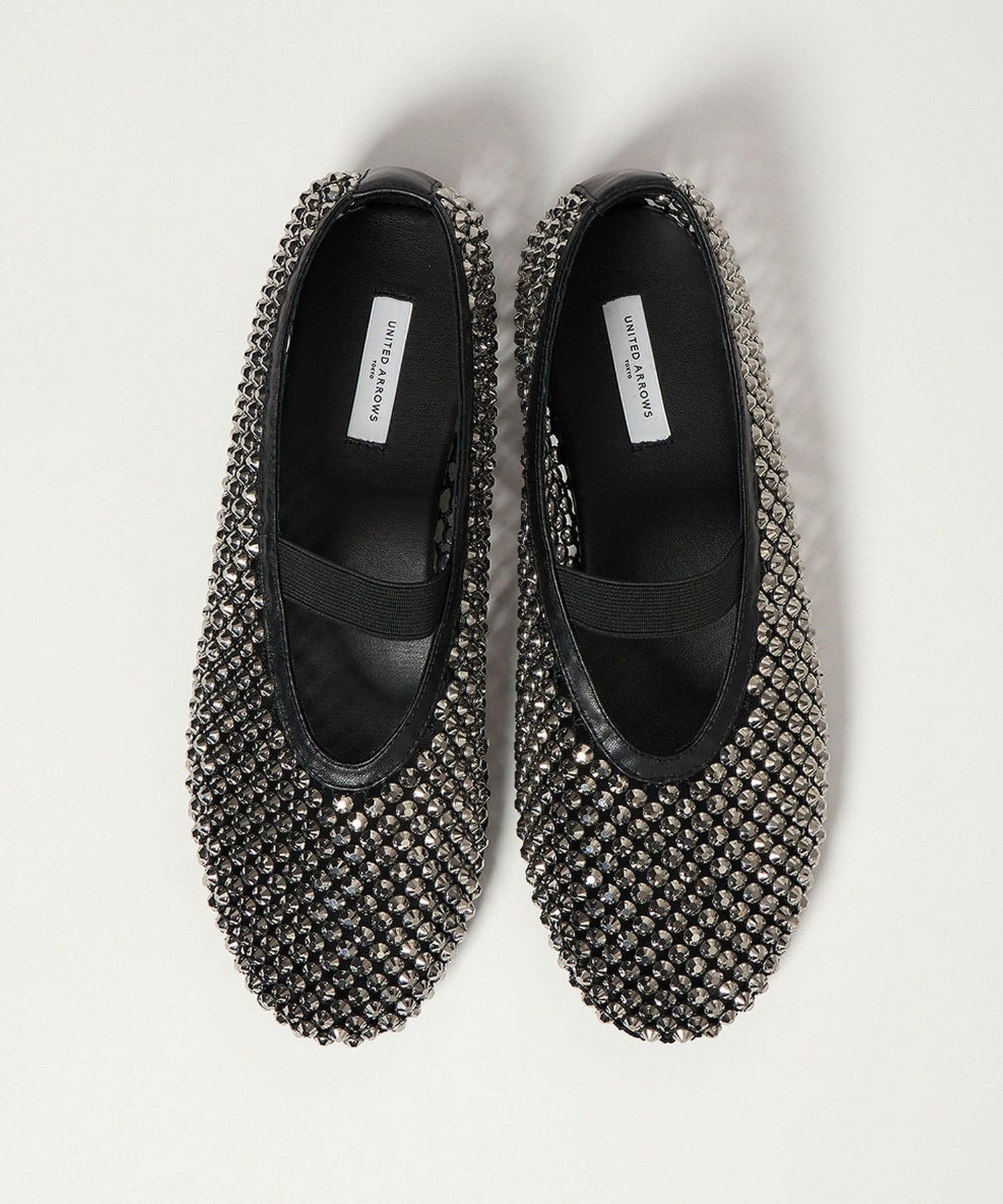 メッシュ ビジュー フラットシューズ