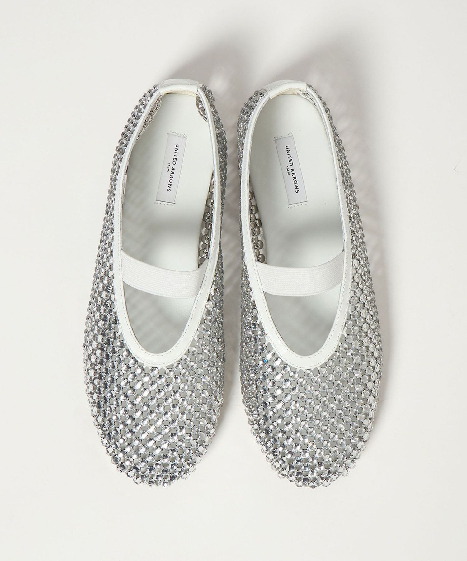 メッシュ ビジュー フラットシューズ