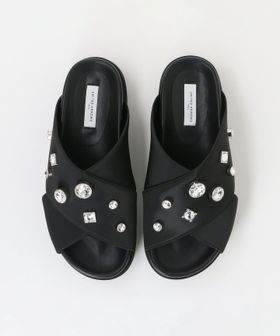 UNITED ARROWS/サテン クロス ビジュー ミュール/サンダル/サンダル