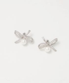 UNITED ARROWS/リボンパヴェ＆イミテーションパール ピアス/ピアス（両耳用）