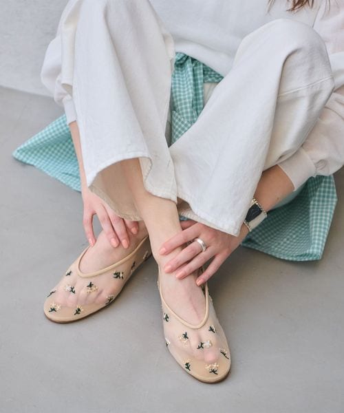 UNITED ARROWS/メッシュ フラワー フラットシューズ/フラットシューズ