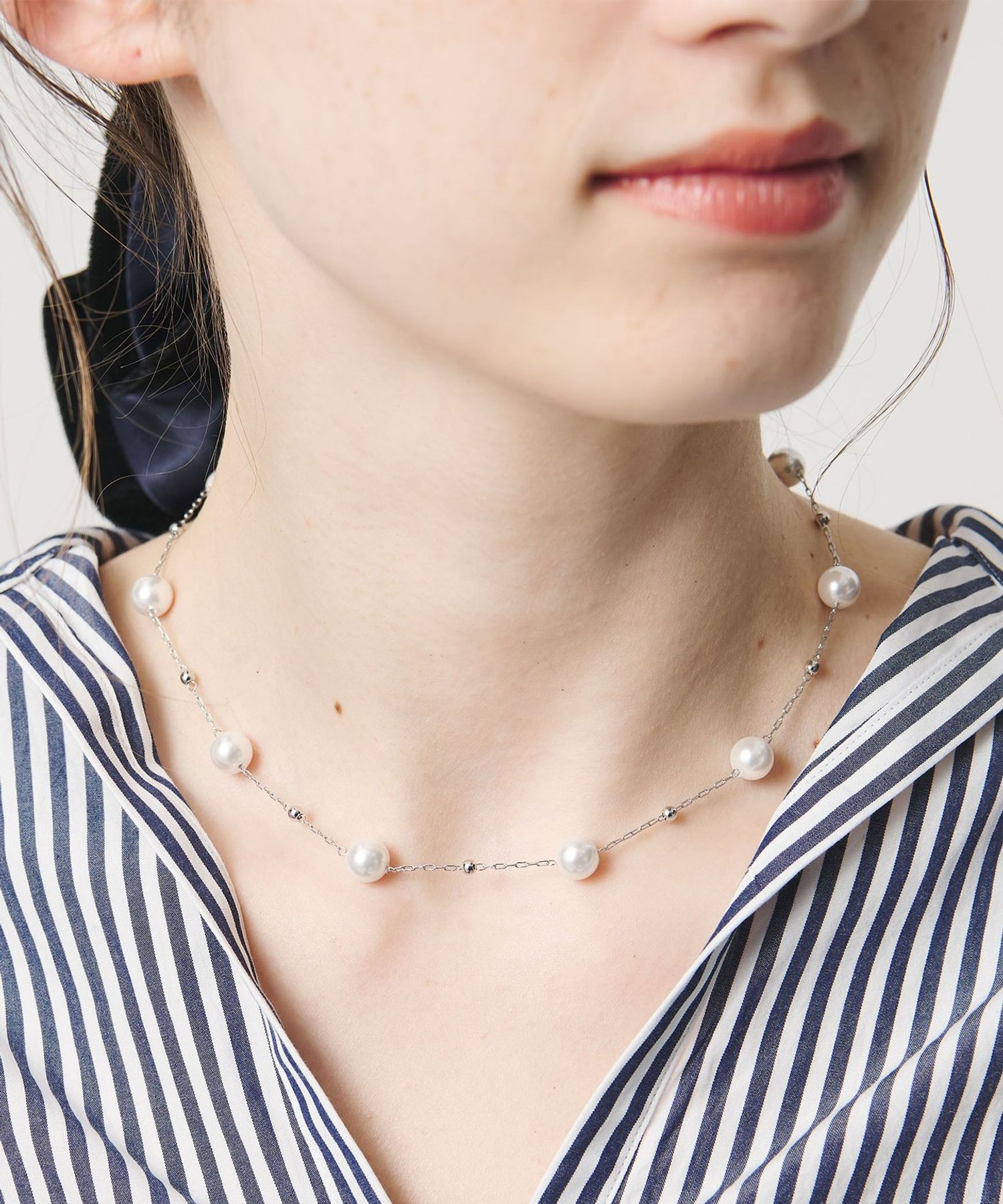 ステーション イミテーションパール ネックレス