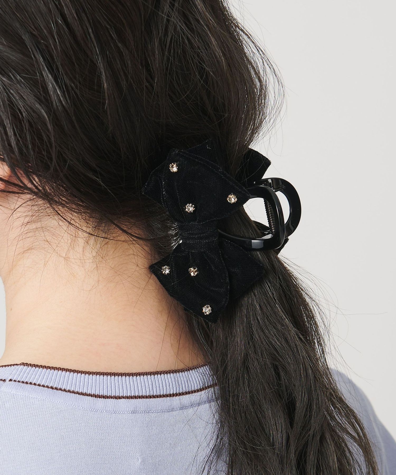 ビジューリボン ヘアクリップ