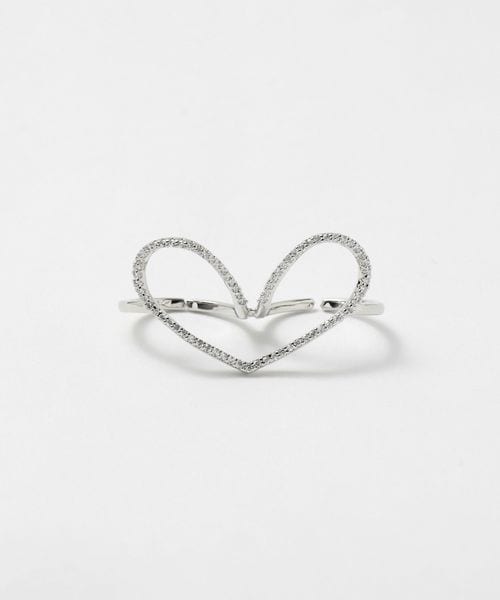 UNITED ARROWS/パヴェハート ダブルリング/リング