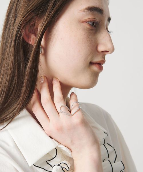 UNITED ARROWS/パヴェハート ダブルリング/リング