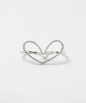 UNITED ARROWS/パヴェハート ダブルリング/リング