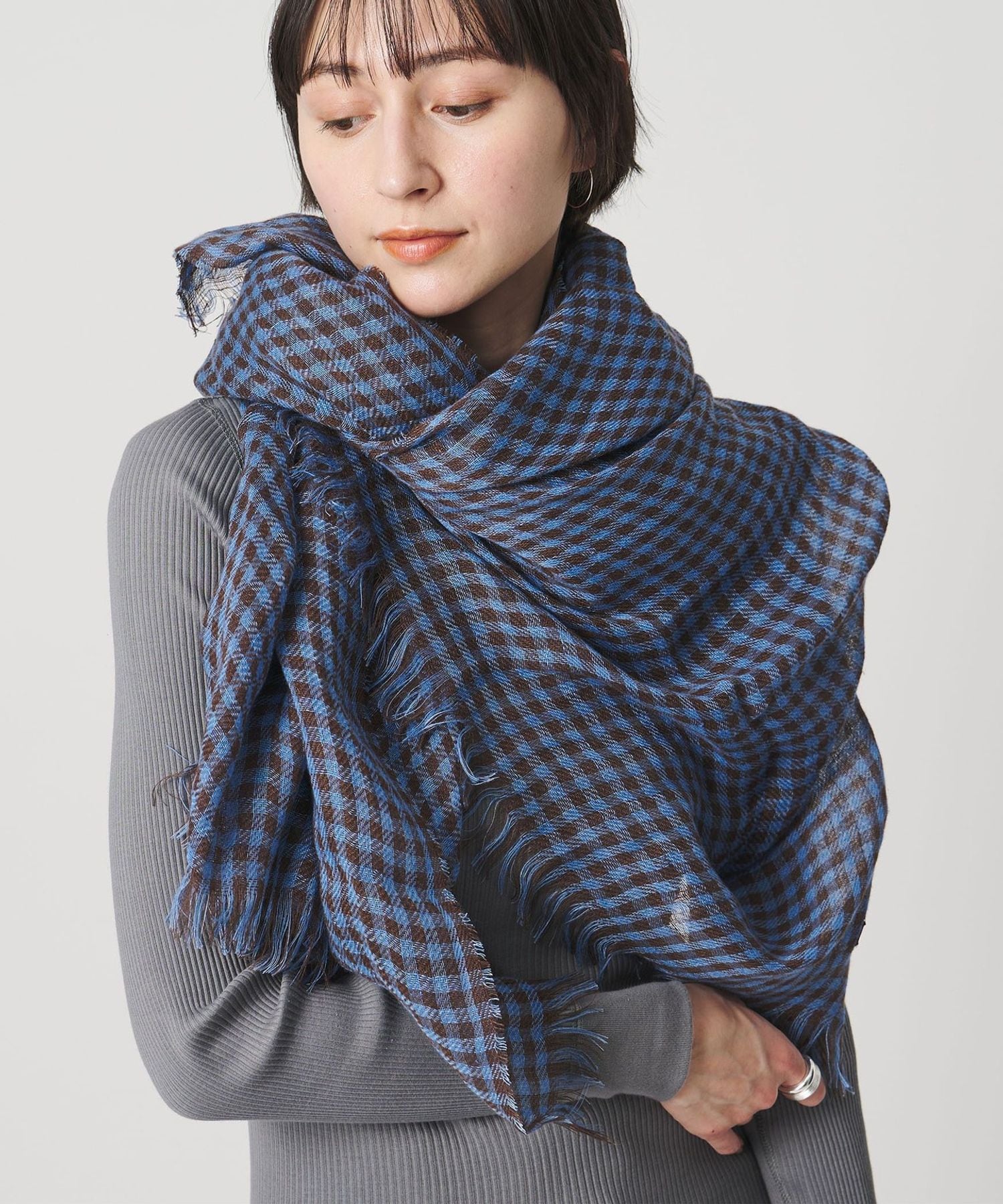 一部別注】＜MARIANI＞LIN ギンガムチェック ストール