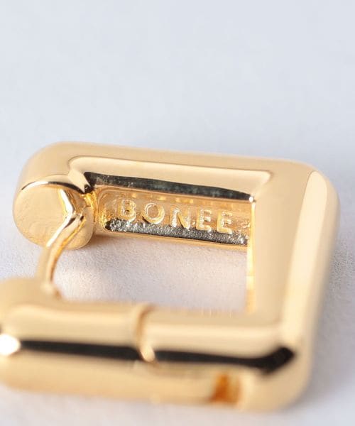 BONEE＞SQUARE HOOP EARRINGS GOLD PLATED/ピアス
