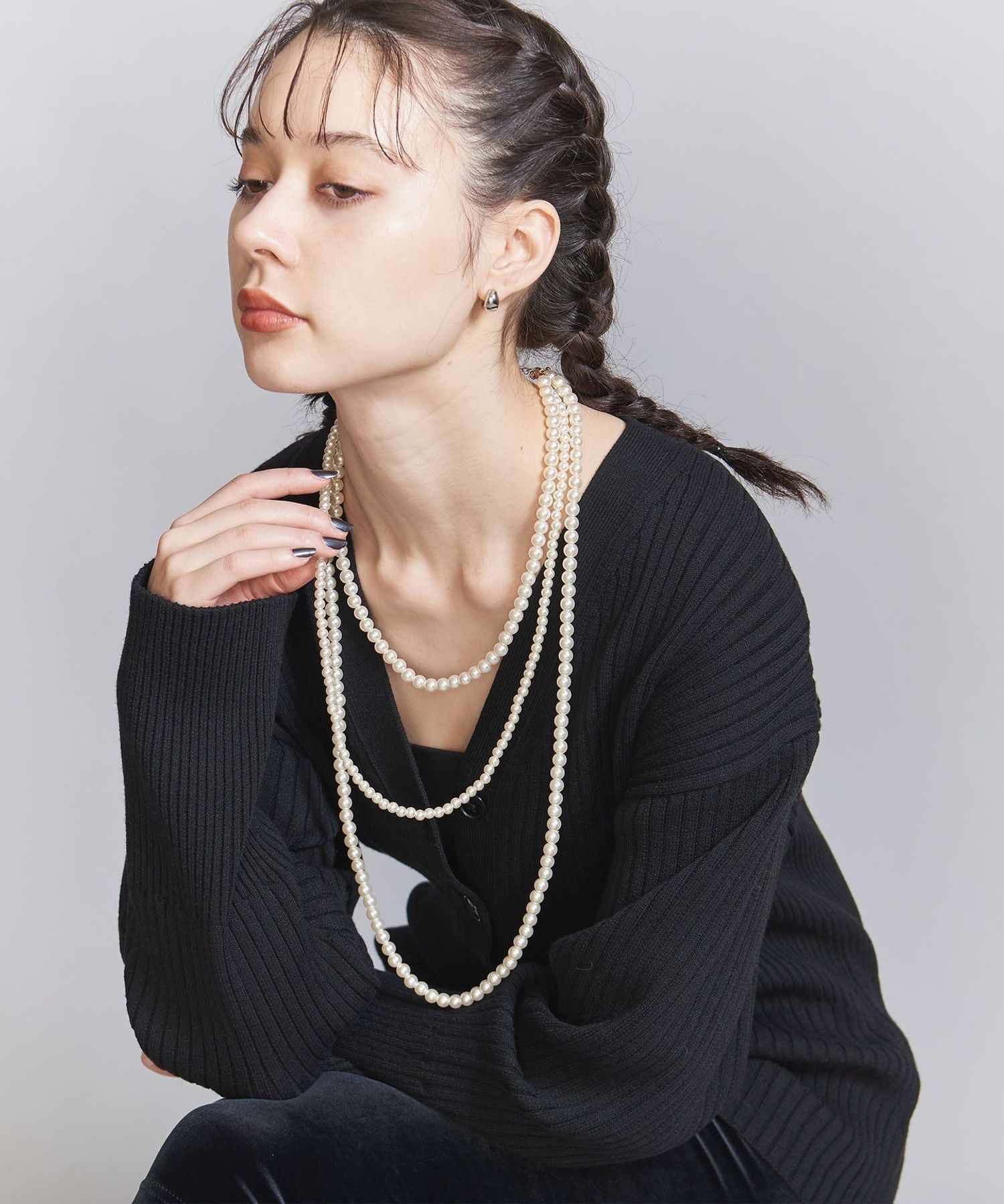 ビューティーアンドユース　K10 10K ネックレス　パール K10 Spike Studs Pearl Necklace QUATLUNE -カトルネ- | Ops