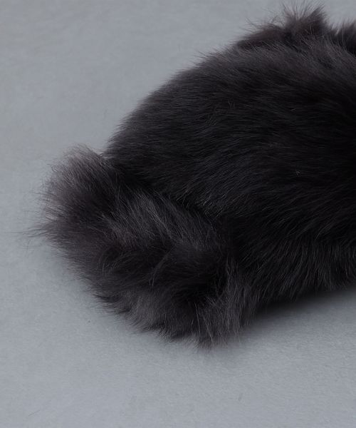 【関税込み】Yves Salomon ブラック Toscana スリッパ YVES SALOMON＞FUR TOSCANA SLIPPERS/スリッパ