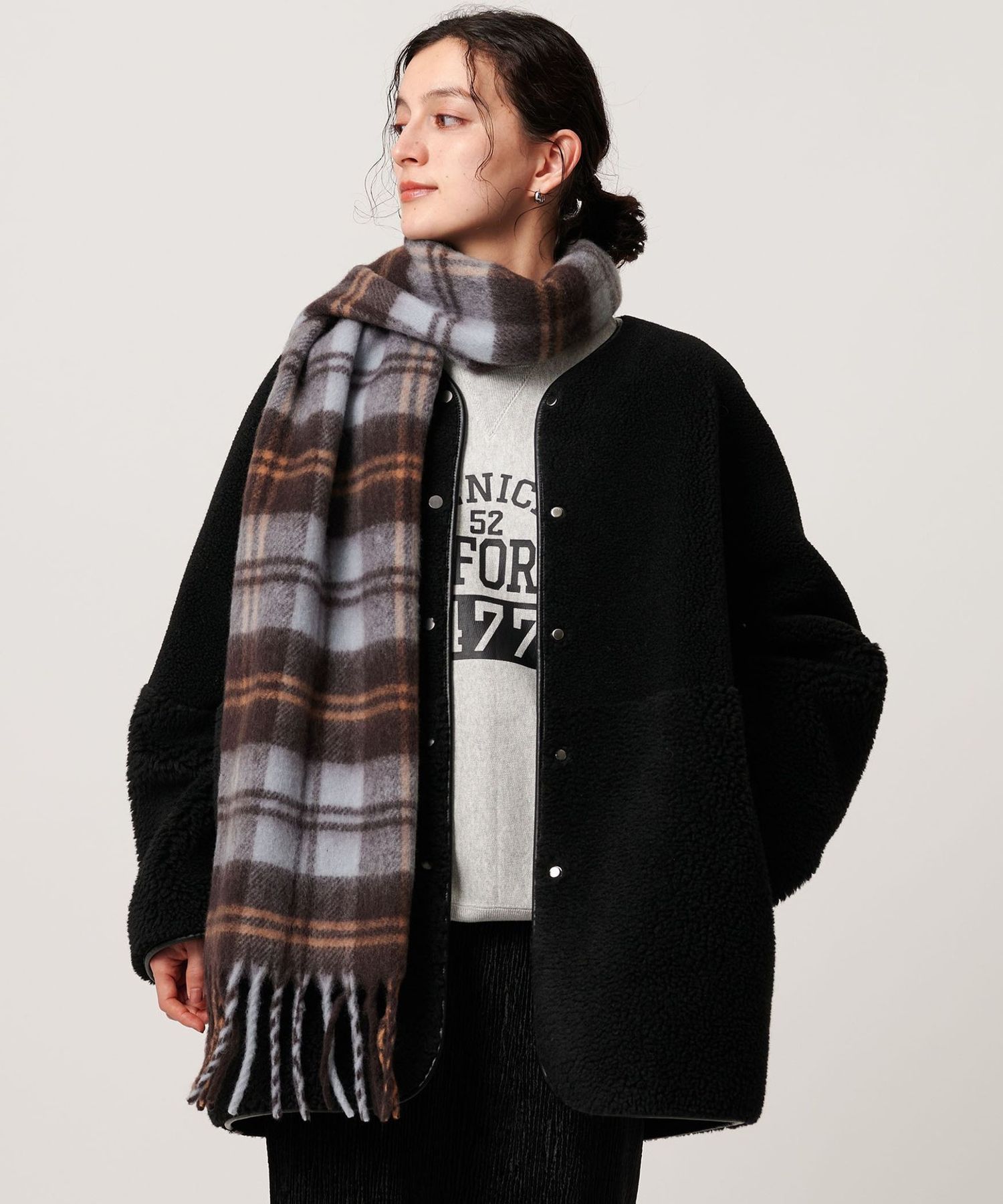 ナヤット　NAHYAT ストール　ピンチェック　オリーブブラウン ナヤット NAHYAT ストール ピンチェック オリーブブラウン