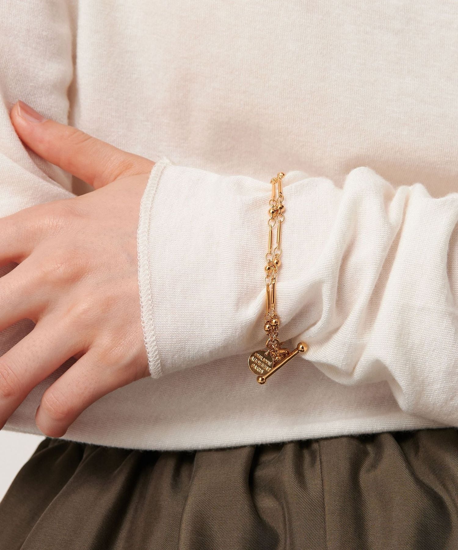 PHILIPPE AUDIBERT＞Garnet double ブレスレット/ゴールドカラー