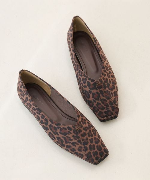 BEAUTY&YOUTH/Vカット レオパード フラットシューズ/フラットシューズ