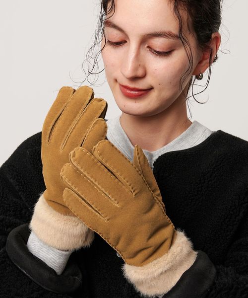 BEAUTY&YOUTH/スエード ファーライク グローブ/グローブ / 手袋