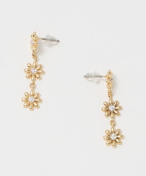 BEAUTY&YOUTH/フラワーモチーフ ラインピアス/ピアス（両耳用）