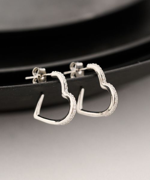 BEAUTY&YOUTH/キュービックジルコニア ライン ハート ピアス/ピアス（両耳用）