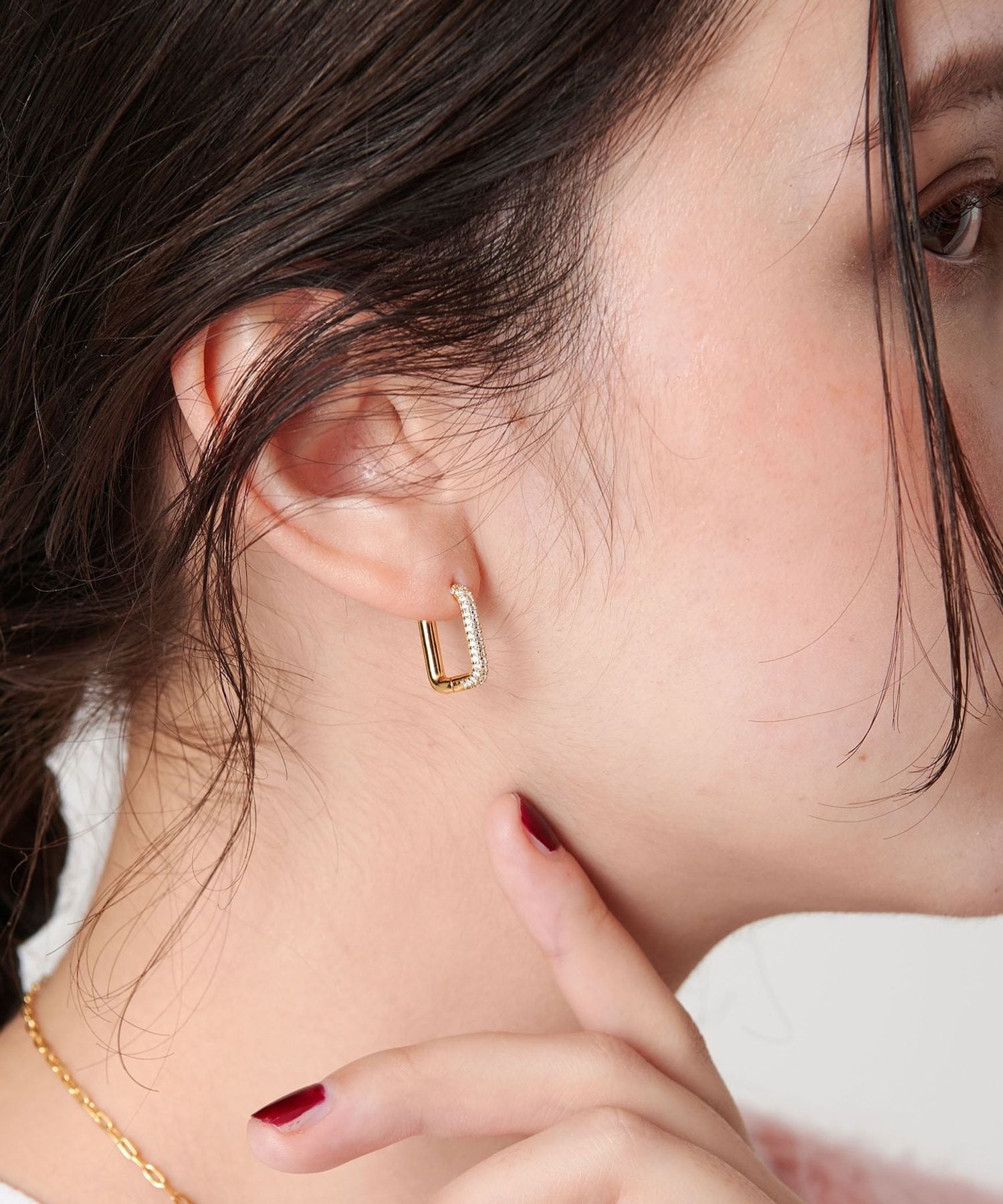 キュービックジルコニア スクエア ピアス