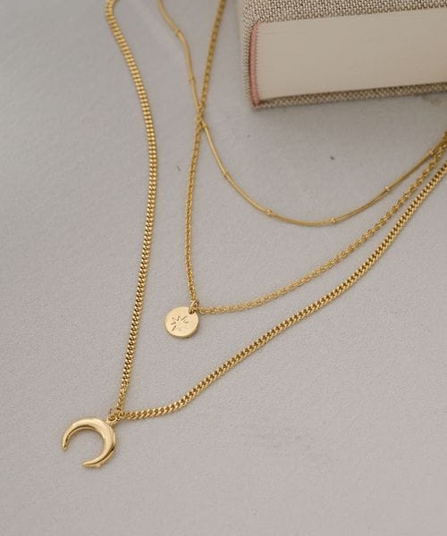 BEAUTY&YOUTH/ムーンモチーフ 3連 ネックレス/ネックレス