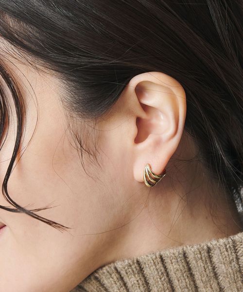BEAUTY&YOUTH/メタル カーブ 3ライン ピアス/ピアス（両耳用）