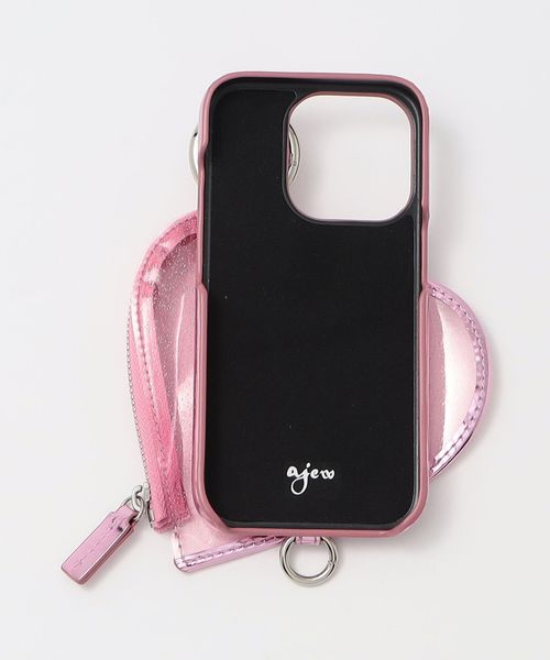 ajweハート型ポーチ付きスマホケース　iPhone15pro iPhone15ProMax / red 【dress HEART 】(発送はご注文から3営業